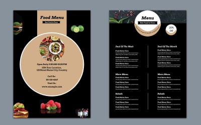 Black Color Foodmenu Template Layout