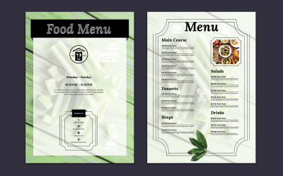 Modello di menu alimentare di colore bianco