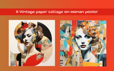 Vintage paper collage on woman poster
