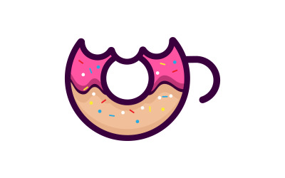 Illustrazione di design dell&amp;#39;icona vettoriale della torta dolce ciambella v.1