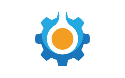 Ilustración de diseño de icono vectorial de la industria de trabajo con engranajes v.8
