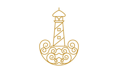 Light house ocean vektor ikon illustration designmall v.5