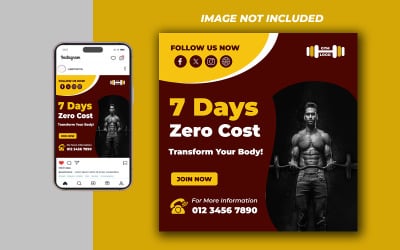 Yoga Fitness Gym Promotional Social Media PSD Raster Banner Template - Template 29