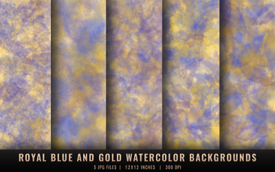 Royal Blue and Gold Watercolor Backgrounds