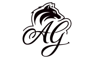 There is a wolf head illustration