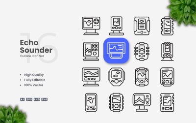 16 Набір іконок структури ехолота