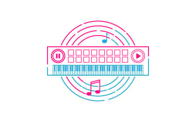 Piano Music education Icon Vector illustration design template  v.3