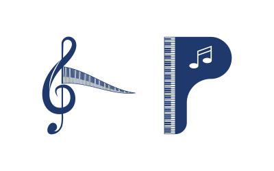 Plantilla de diseño de ilustración vectorial de icono de educación musical de piano v.6