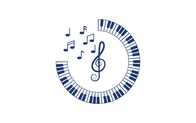 Plantilla de diseño de ilustración vectorial de icono de educación musical de piano v.7