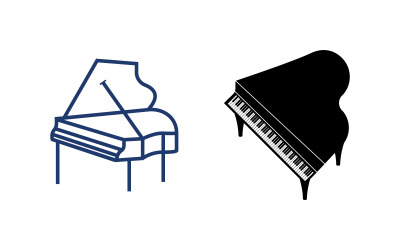 Plantilla de diseño de ilustración vectorial de icono de educación musical de piano v.8