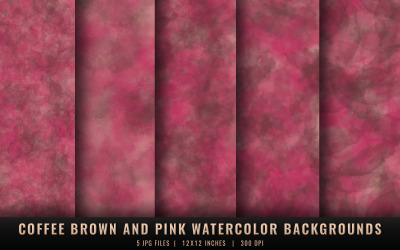Coffee Brown and Pink Watercolor Backgrounds