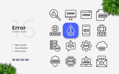 16 Error Outline Icon Set
