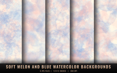 Fondos de acuarela en tonos suaves de melón y azul