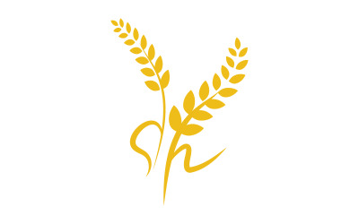 Diseño de ilustración de icono de vector de agricultura, granja de arroz y trigo v.9