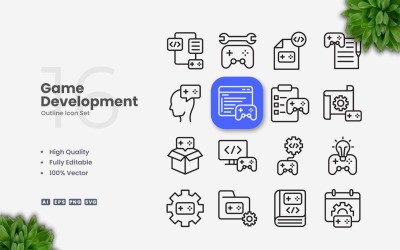 Ensemble de 16 icônes de développement de jeux