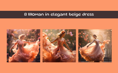 Vrouw in elegante beige jurk