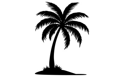 A black silhouette of a palm tree standing