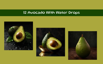 Avocado With Water Drops AI image