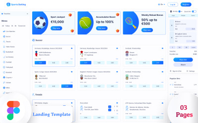 Sportovní sázení – sportovní sázení Figma Landing Template