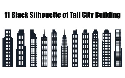 11 Black Silhouette of Tall City Building