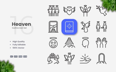 16 Heaven Outline Icon Set