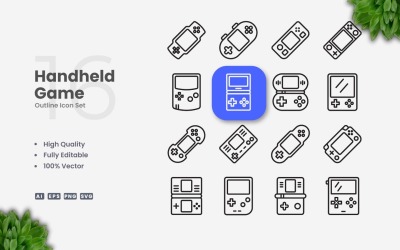 16 набір іконок контуру портативної гри