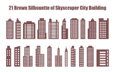 21 Brown Silhouette of Skyscraper City Building
