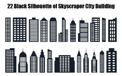22 Black Silhouette of Skyscraper City Building