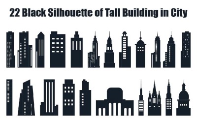 22 Black Silhouette of Tall Building in City