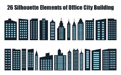 26 Silhouette Elements of Office City Building