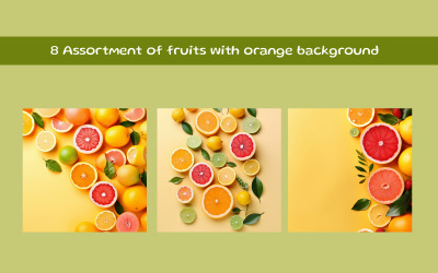 Assortment of fruits with colorful background AI image