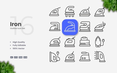 16 Iron Outline Icon Collection