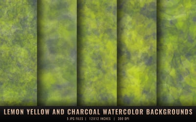 Lemon Yellow and Charcoal Watercolor Backgrounds