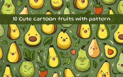 Cute cartoon fruits with pattern