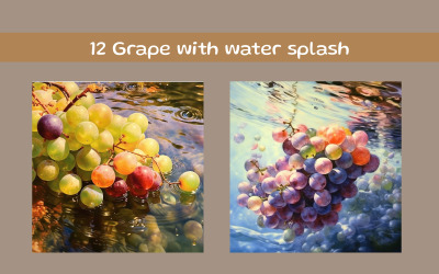 Grape with water splash AI image