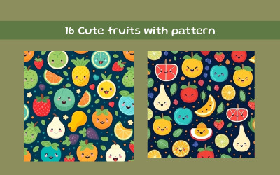 Cute fruits with pattern AI image