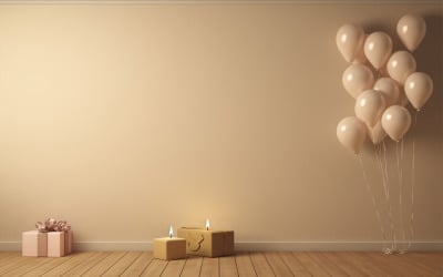 Balloons with gift box design background