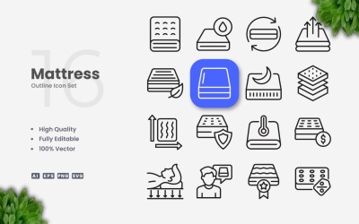 16 matrac vázlat ikonkészlet