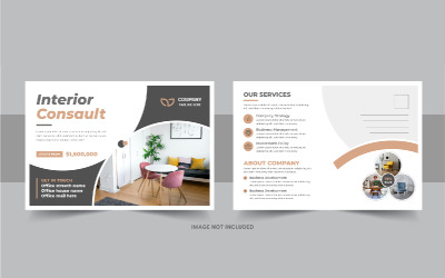 Moderne Innenarchitektur-Experten-Postkarte oder Innenarchitektur-Geschäfts-EDDM-Postkarten-Design-Vorlage