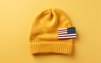 Berretto con bandiera americana, design berretto Usa, mockup berretto americano vuoto