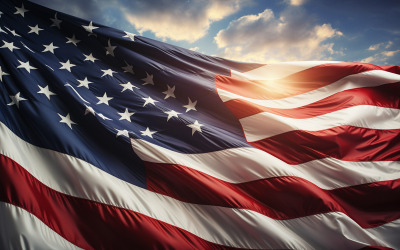 Флаг США, флаг Америки в небе