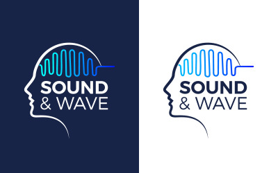 Logo für menschliche Gehirnwellen, Logo für menschliche Schallwellen, Logo für Gehirnwellentechnologie