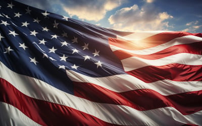 Usa flag, America flag in sky