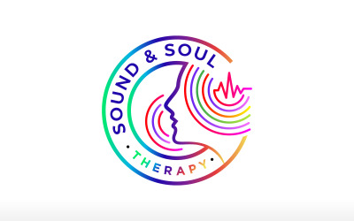 Logo für menschliche Klang- und Seelentherapie, Klangwellen-Logo, Logo für Geist- und Gehirntherapie