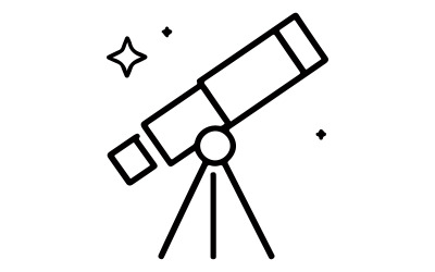 A minimalist line art drawing of a telescope
