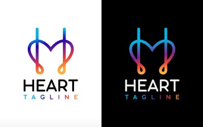 Letter h heart logo design flame heart logo 3d colorful love logo human care logo