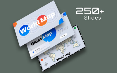 Mapa 195 krajów świata z efektem szkła