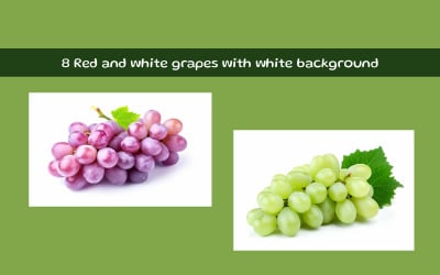 Red and white grapes with white background