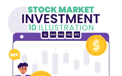 10 Stock Market Investice Ilustrace