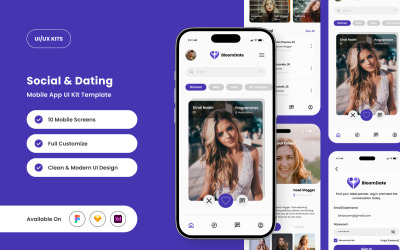 BloomDate - Kit de interface de usuário de aplicativo de namoro moderno e divertido